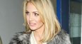 Sarah Harding wearing a grey fur coat