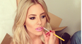 Mollie King having her make up done